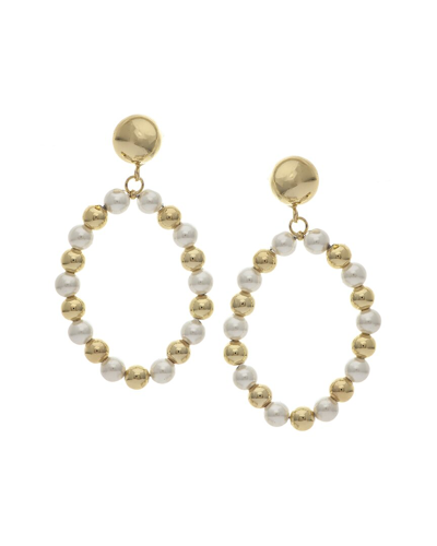 Rivka Friedman Pearl Drop Earrings In Gold With White Pearl