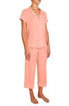 Eberjey Gisele Cropped Two-piece Jersey Pajama Set In Candlelight Peach/ Ivory