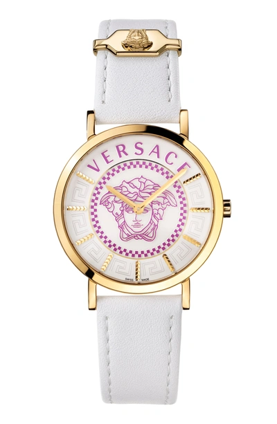 Versace V-essential Watch, 36mm In Pink/white