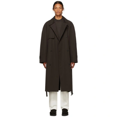 The Row Brown Cotton Omar Trench Coat In Darkest Brown