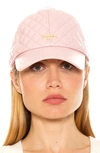 Alexia Admor Diamond Quilted Pleather Baseball Cap In Pink/ Gold