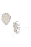 Kendra Scott Tessa Stone Stud Earrings In Rhodium/ Iridescent Drusy