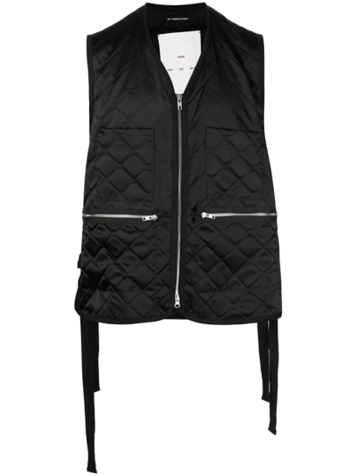 Song For The Mute Sleeveless Zip-front Gilet In Schwarz