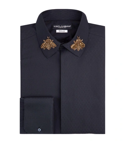 Dolce & Gabbana Embellished Bee Collar Shirt In Multi