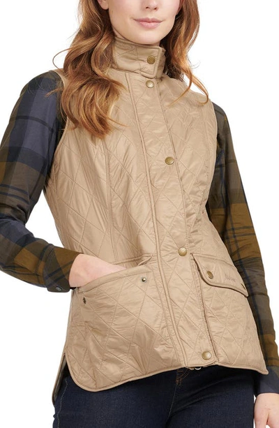 Barbour Wray Fleece Lined Nylon Vest In Light Trench