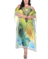 White Mark Women's Sheer Maxi Caftan Dress In Peacock