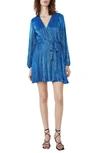 Bardot Bellissa Women's Metallic Pleat Faux-wrap Dress In Electric Blue