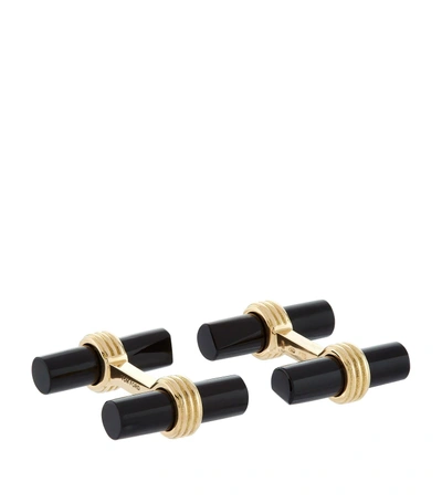 Tom Ford Pearl And Onyx Cufflinks In Gold