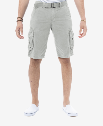 X-ray Men's Belted Double Pocket Cargo Shorts In Stone