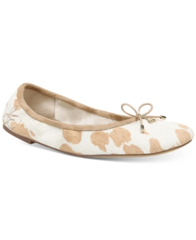 Sam Edelman Women's Felicia Ballet Flats Women's Shoes In Natural Ivory Cow Print