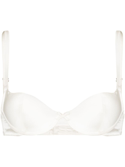 Fleur Du Mal Satin Luxe Balconette Bra In Ivory