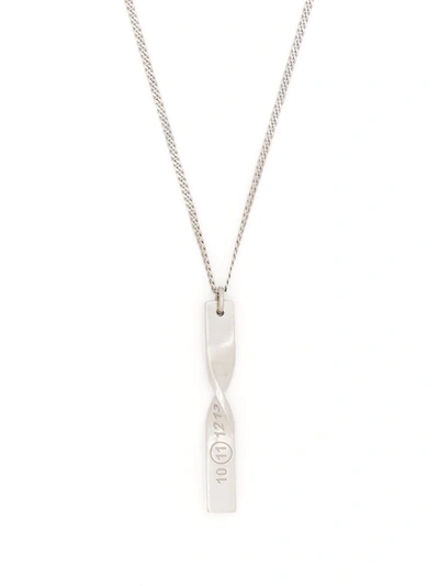 Maison Margiela Engraved-numbers Twisted Charm Necklace In Silver