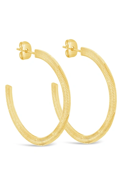Sterling Forever 14k Gold Plated Herringbone Chain Hoop Earrings