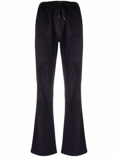 Moncler Straight-leg Velour Track Pants In 蓝色