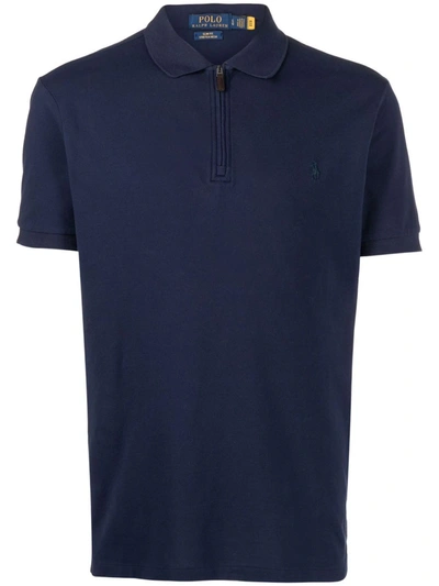 Polo Ralph Lauren Zip-fastening Short-sleeved Polo Shirt In Blue