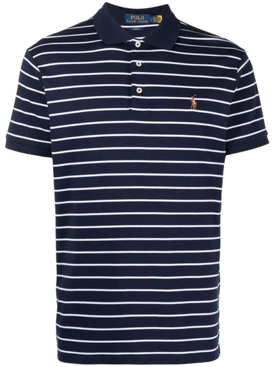 Polo Ralph Lauren Striped Short-sleeved Polo Shirt In Blau | ModeSens