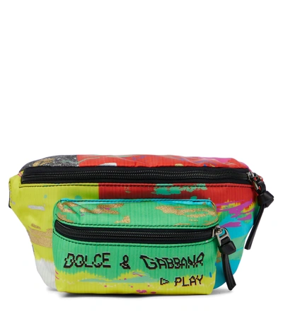 Dolce & Gabbana Multicolor Glitch Print Belt Bag In Neutral
