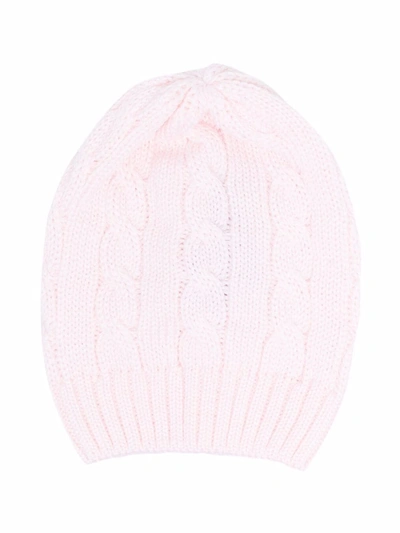 Little Bear Babies' Cable-knit Cotton Beanie In Pink