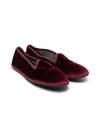 Siola Teen Velvet-effect Slip-on Loafers In Bordeaux