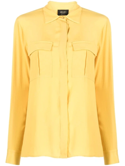 Liu •jo Yellow Silk Blend Shirt With Pockets
