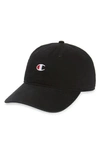 Champion Garment Wash Baseball Cap In Black