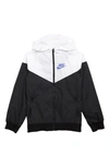 Nike Kids' Windrunner Water Resistant Hooded Jacket In Black/rshvlt