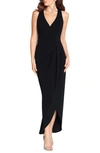 Xscape Tulip Hem Sleeveless Crepe Gown In Black