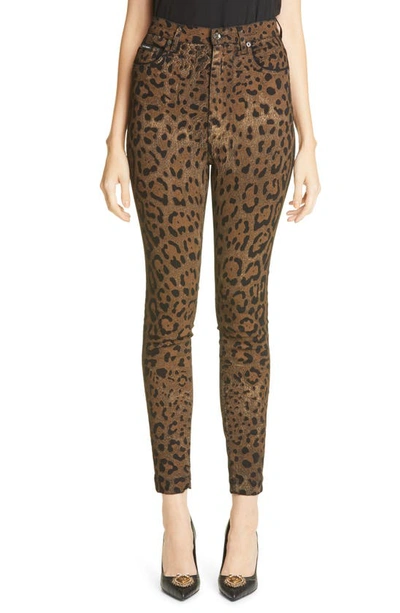 Dolce & Gabbana Grace Leopard Print Skinny Jeans In Light Brown Print