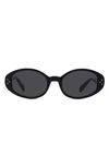 Celine 52mm Triomphe Dot Oval Sunglasses In Black