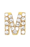 Ef Collection Diamond Initial Stud Earring In 14k Yellow Gold/m