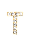 Ef Collection Diamond Initial Stud Earring In 14k Yellow Gold/ T
