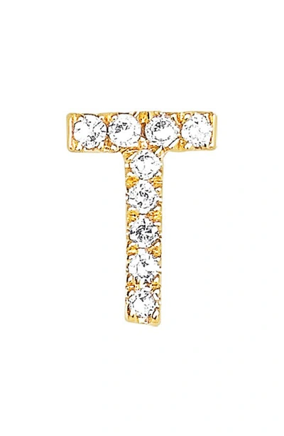 Ef Collection Diamond Initial Stud Earring In 14k Yellow Gold/ T