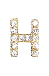 Ef Collection Diamond Initial Stud Earring In 14k Yellow Gold/ H