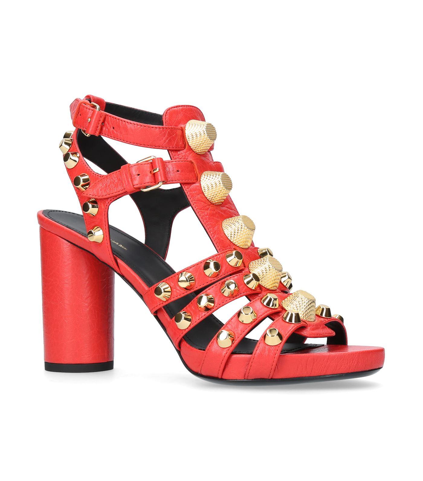 Balenciaga Leather Arena Giant Sandals 80 In Red | ModeSens