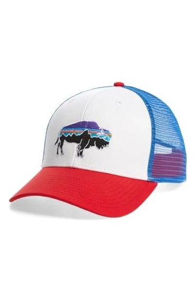 Patagonia 'fitz Roy Bison' Trucker Hat In White Fire