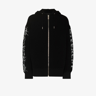 Givenchy Barbed Wire Logo-print Hoodie In Black