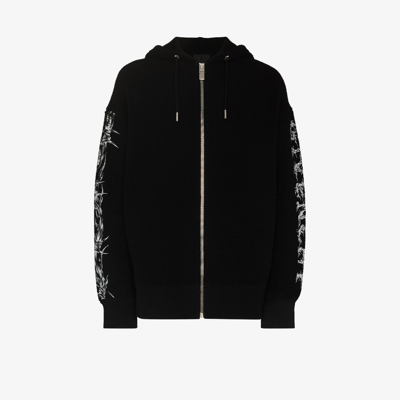 Givenchy Black Bouclé Barbed Wire Zip Hoodie