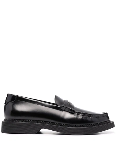 Saint Laurent Anthony Embellished Leather Penny Loafers In Black