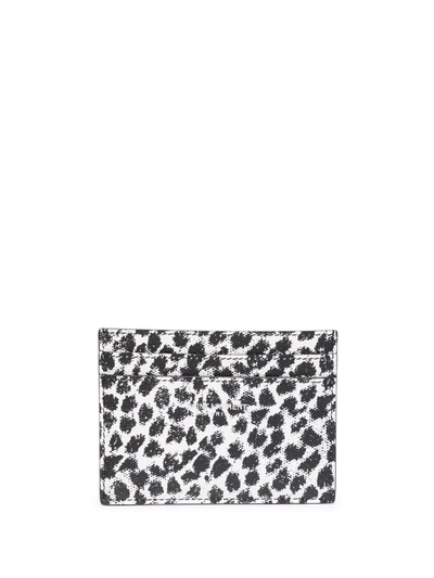 Saint Laurent Leopard-print Leather Cardholder In Nero