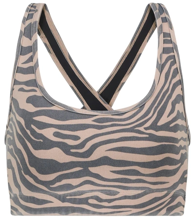 Adam Selman Sport Cross-back Zebra-print Sports Bra In Washed Zebra