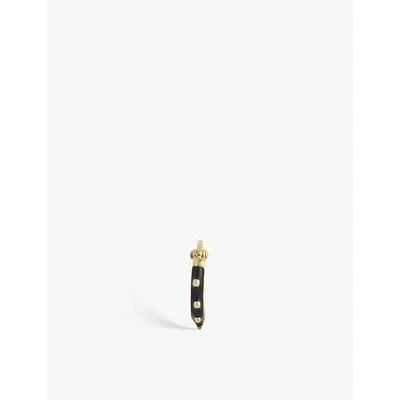 Anna + Nina Dolly Ring 14ct Gold-plated Sterling-silver Single Earring In Black