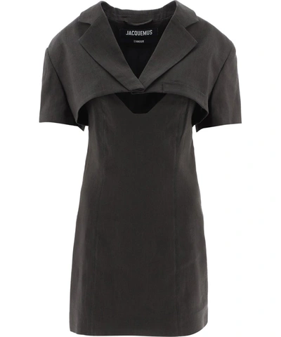 Jacquemus La Robe Gardian Layered Jacket Dress In Black