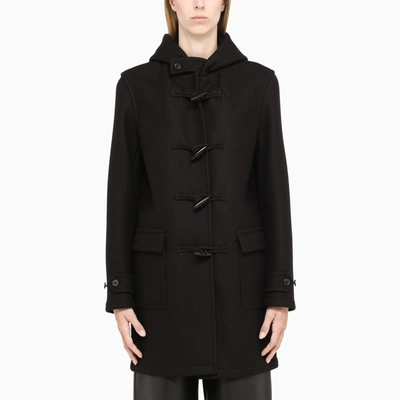 Saint Laurent Black Wool Single-breasted Coat With Frogging
