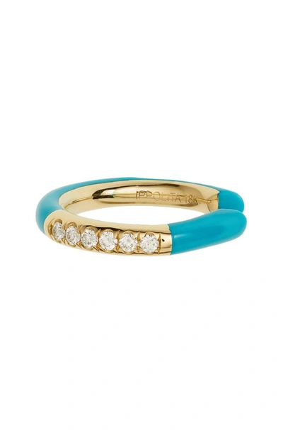 Ippolita Stardust 18k Yellow Gold, Turquoise Ceramic & Diamond Chimera Carnevale Ear Cuff