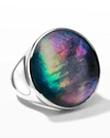 Ippolita Sterling Silver Rock Candy Onyx, Rock Crystal, & Mother Of Pearl Triplet Luce Ring In Multi/silver