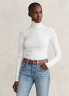 Ralph Lauren Stretch Ribbed Turtleneck In Dark Loden