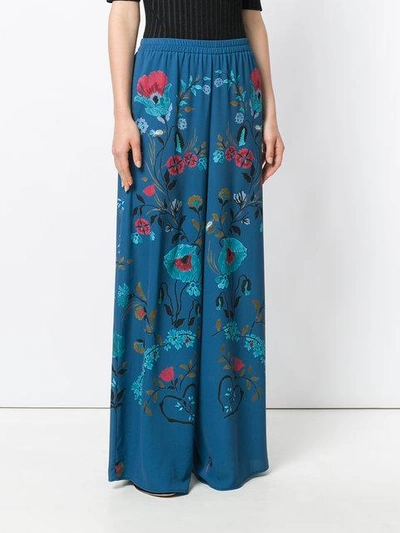 Red Valentino Floral-printed Crêpe Trousers In Multi