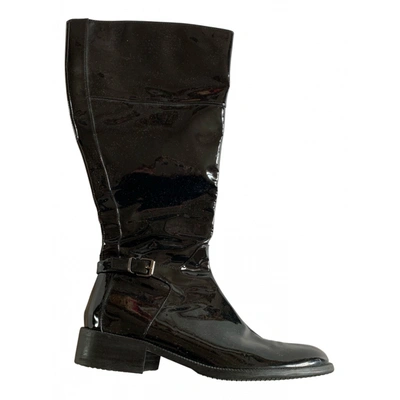Pre-owned Marina Rinaldi Patent Leather Boots In Black