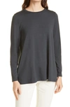 Eileen Fisher Ribbed Crewneck Long-sleeve Tunic In Grpht