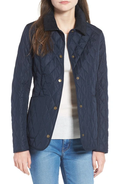 Barbour Spring Annandale Quilted Jacket In Navy/ Summer Tartan